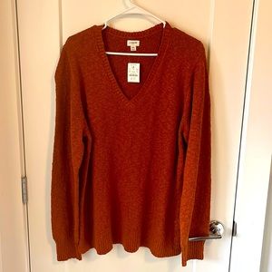 J.Crew XXL V-neck orange sweater NWT